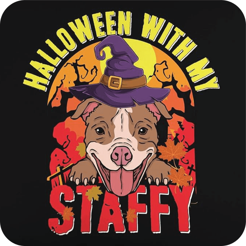 Halloween With My Staffy Glassbrikke